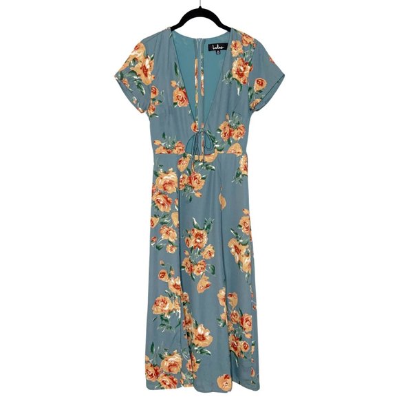 Lulus Dresses & Skirts - Floral Maxi Dress w/ Peekaboo V-Neck Front